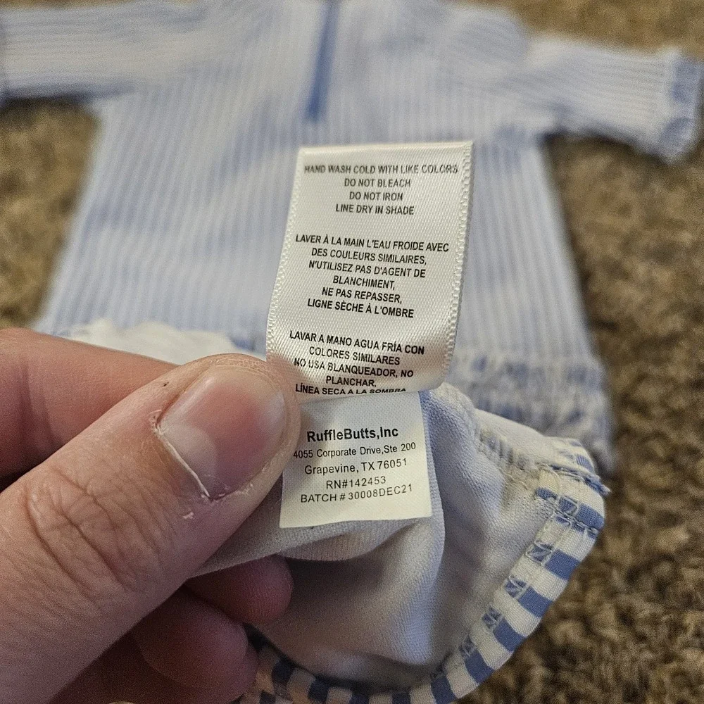 Ruffle Butts Girls Two-piece 2pc Swimsuit Seersucker Stripes Size 18-24 Months